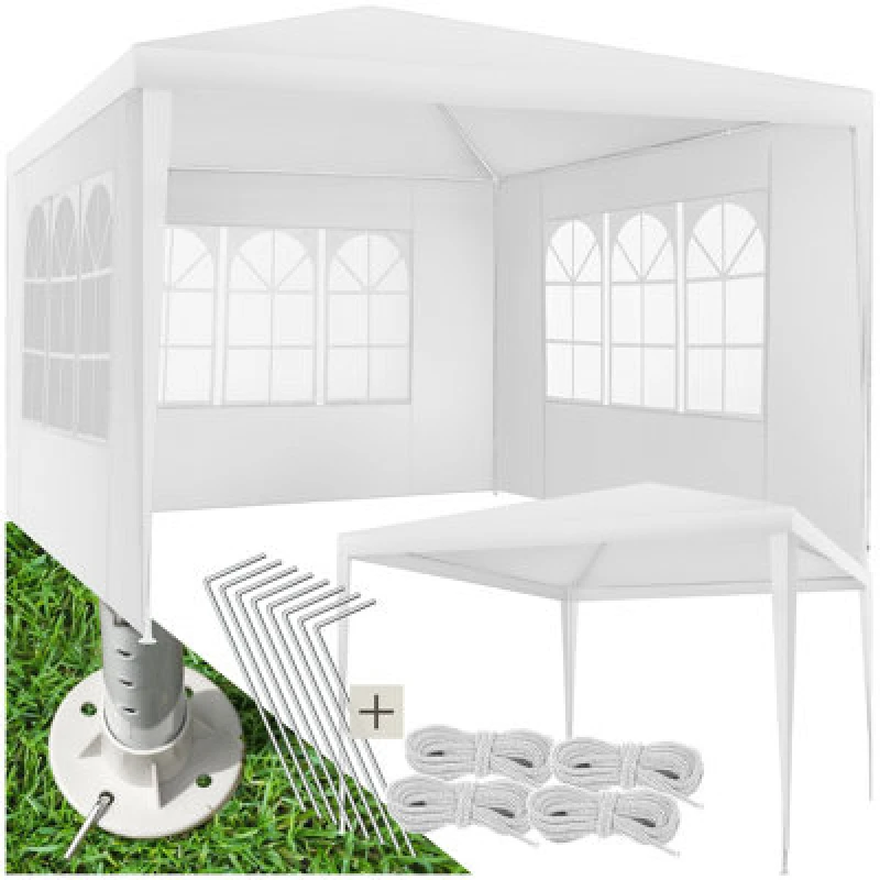 Image of Tectake Gazebo Barinas With 3 Side Panels, Water-Resistant, 3X3M 300 X 300 X 250 Cm - White