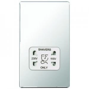 Image of Wickes Twin Screwless Flat Plate Dual Voltage Shaver Socket - Polished Silver