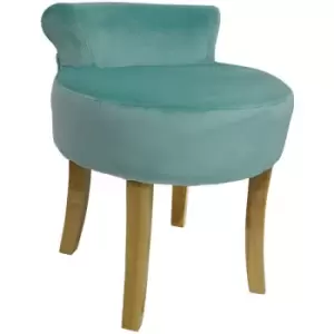 Image of WATSONS - Low Back Chair / Padded Stool With Wood Legs - Aqua - Aqua / Beech