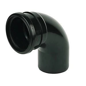 Image of FloPlast SP161B Soil Pipe 92.5 Deg Bend Socket/Spigot - Black 110mm