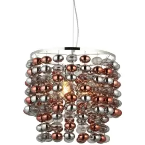 Image of Endon Esme Single Pendant Ceiling Lamp, Chrome Plated With Grey Tinted, Chrome, Copper Plated Glass