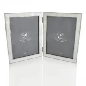 Image of Elegance Hinged Mother of Pearl Double Photo Frame 5" x 7"