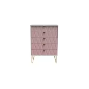 Image of Welcome Furniture Copenhagagen 5 Drawer Chest - Kobe Pink and White