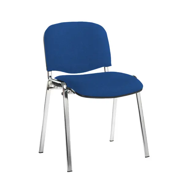 Image of Taurus Padded Stackable Waiting Room Chair - Chrome - No Arms - Scuba Blue