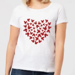 Image of Disney Mickey Mouse Heart Silhouette Womens T-Shirt - White