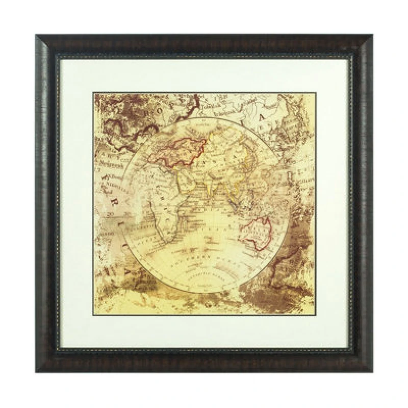 Image of Premier Housewares Framed Vintage Map Wall Art Home Wall Decor Black