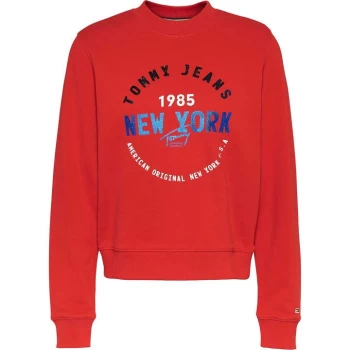 Image of Tommy Jeans New York Crew Sweatshirt - Deep Crimson