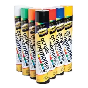 Image of Prosolve Acrylic Linemarker Spray Paint, Yellow - 12 x 750ml