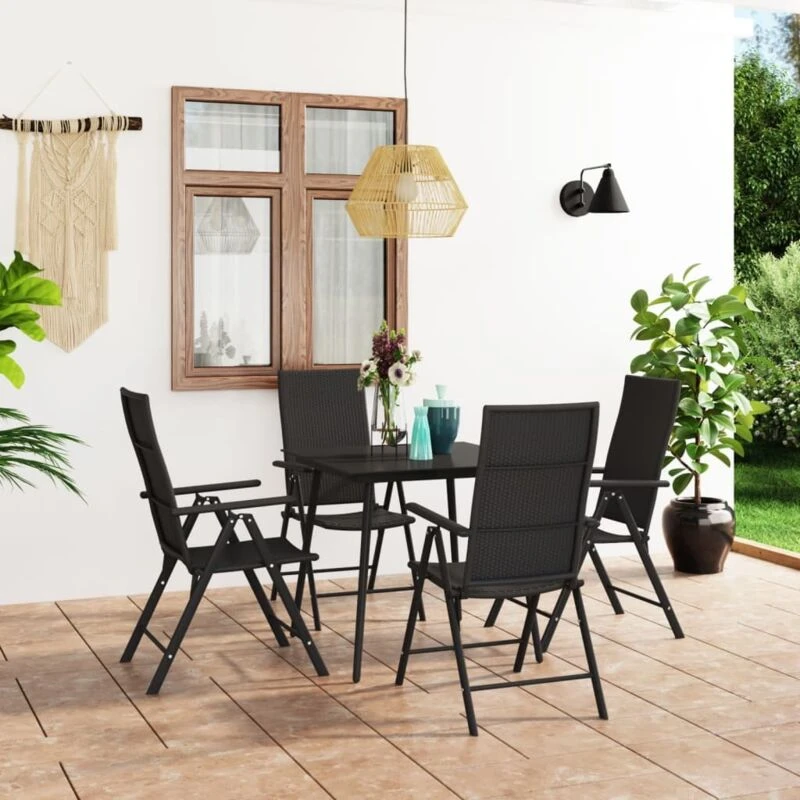 Image of VIDAXL 5 Piece Garden Dining Set Black Vidaxl 8720286228319
