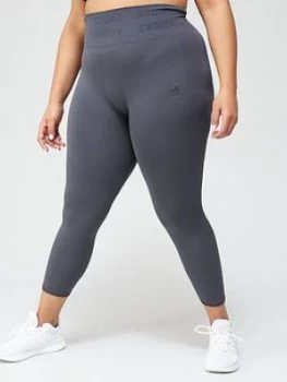 Image of adidas Plus Aeroknit 7/8 Tight - Dark Grey, Size 2X, Women