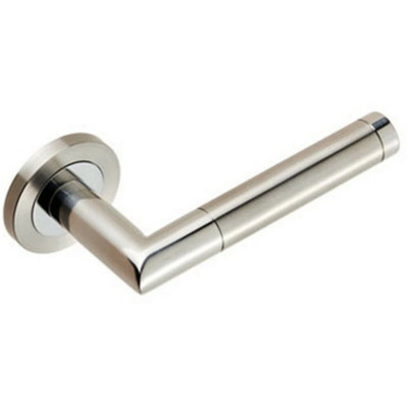 Image of Loops PAIR Mitred Round Bar Lever Ringed Design Conceled Fix Polished Satin Steel Metallics