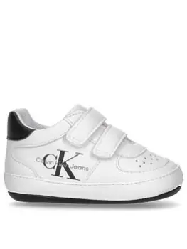 Image of Calvin Klein Jeans Baby Low Cut Velcro Sneaker - White/black, White/Black, Size 3 Younger
