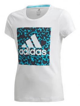 Image of adidas Girls AEROREADY GFX T-Shirt - White, Size 7-8 Years, Women