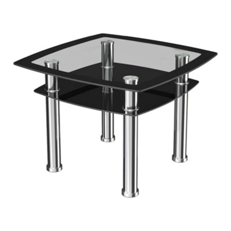 Image of Avf 60Cm X 60Cm Lamp Table - Black Glass & Chrome