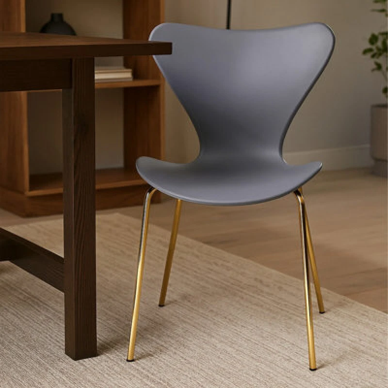 Image of Orsina Elegant Design Dining Chair With Grey Seat, Comfortable Breakfast Room Chair, Versatile Outdoor Chair