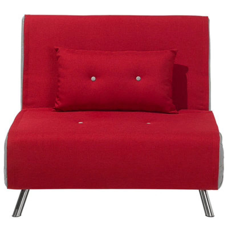 Image of Beliani Single Sofa Bed Farris Fabric Red