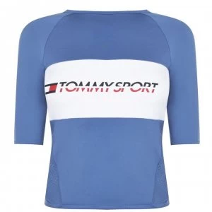 Image of Tommy Sport Cropped Raglan T Shirt - Bijou Blue