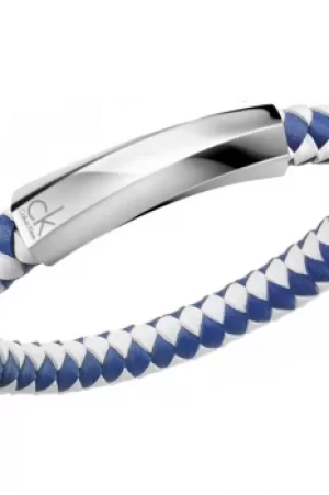 Image of Mens Calvin Klein Stainless Steel Large Bewilder Leather Bracelet KJ2BLB09020L