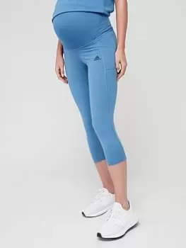 Image of adidas Maternity 3/4 Leggings - Blue Size L, Women
