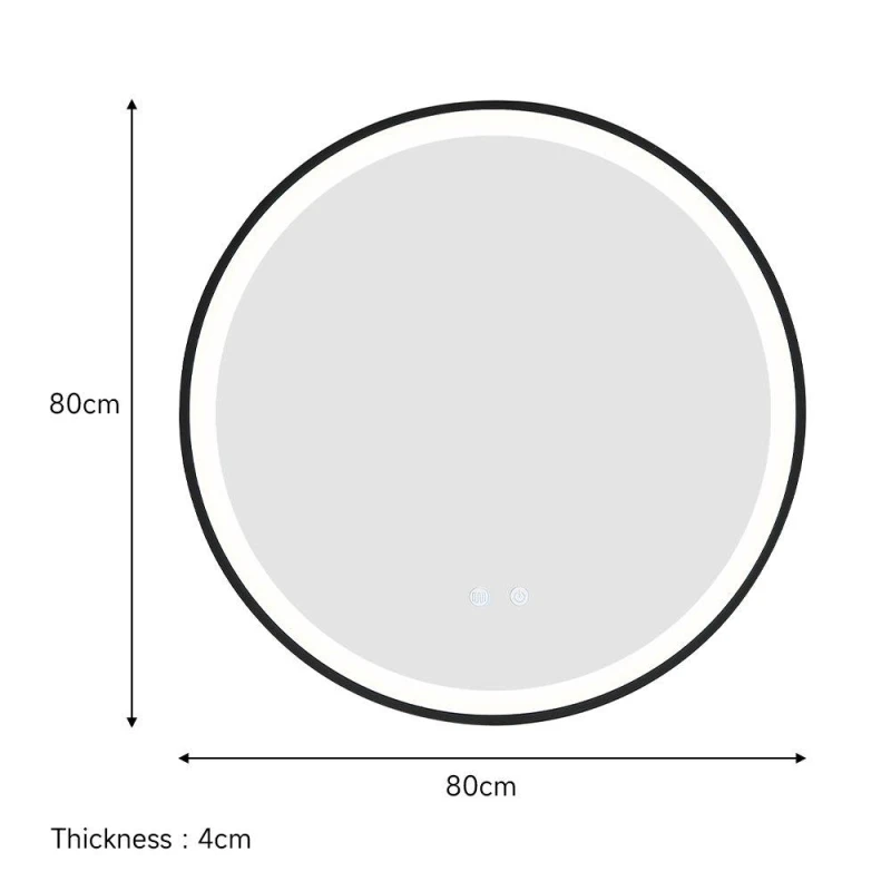 Image of Kabinet UK Round Metal Framed LED Wall Mirror Black unisex One size