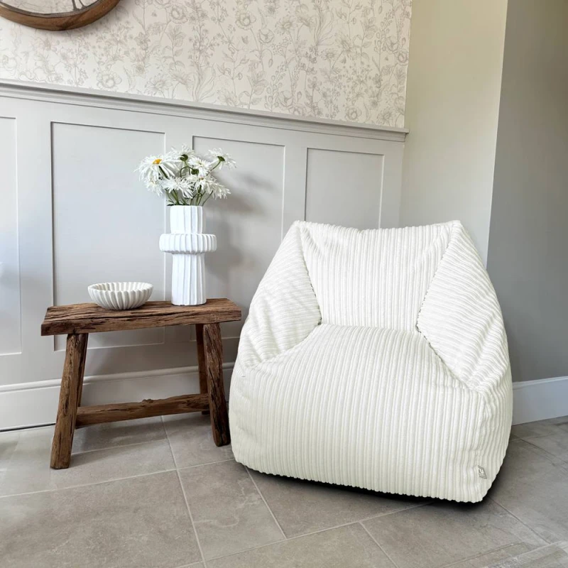 Image of Rucomfy Fabric Jumbo Cord Snuggle Chair Beanbag - Ivory