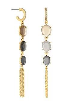 Image of Gold Tonal Black Diamond Tassel Drop Earrings