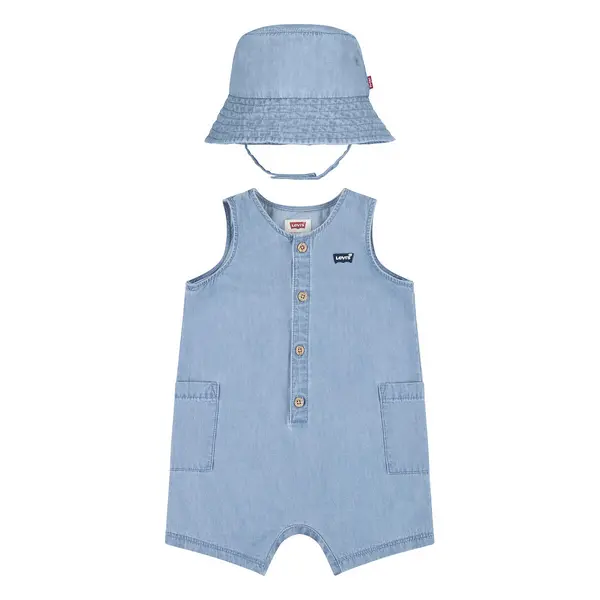Image of Cotton Chambray Romper/Bucket Hat