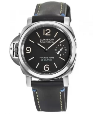 Image of Panerai Luminor Left-Handed 8 Days 44MM Black Dial Black leather Mens Watch PAM00796 PAM00796
