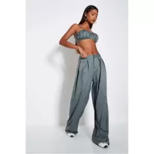 Image of I Saw It First Pinstripe Pleated Wide Leg Trouser - Green