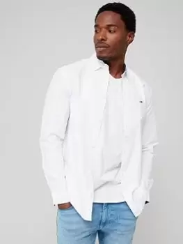 Image of Tommy Jeans Classic Long Sleeve Oxford Shirt - White, Size L, Men