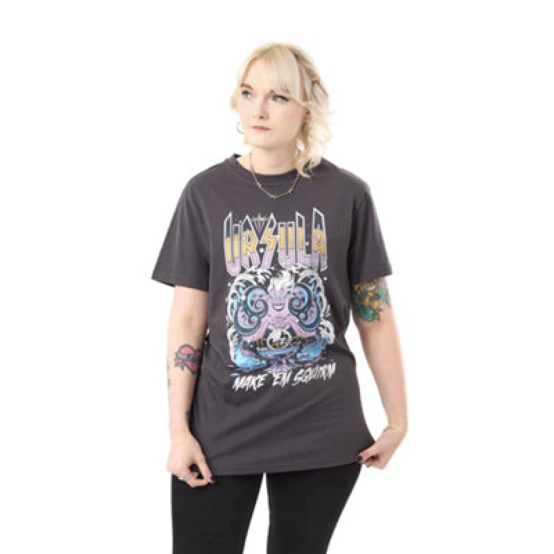 Image of (XXX-Large) Disney Villains Short Sleeved T-Shirt (Womens Grey)