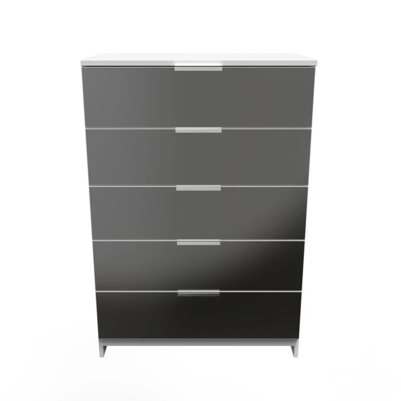 Image of Poole 5 Drawer Chest In Black & White (Ready Assembled)