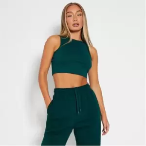 Image of I Saw It First Rib Racer Neck Crop Top - Green