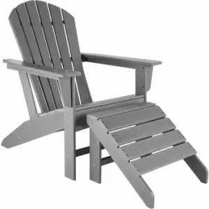 Image of Tectake Garden Chair With Footstool In An Adirondack Design Grey