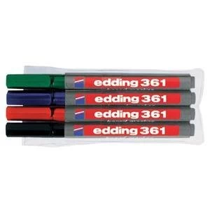 Image of Original Edding 3614S Whiteboard Marker Bullet Tip 1mm Line Assorted Colour Pack of 4 Whiteboard Markers