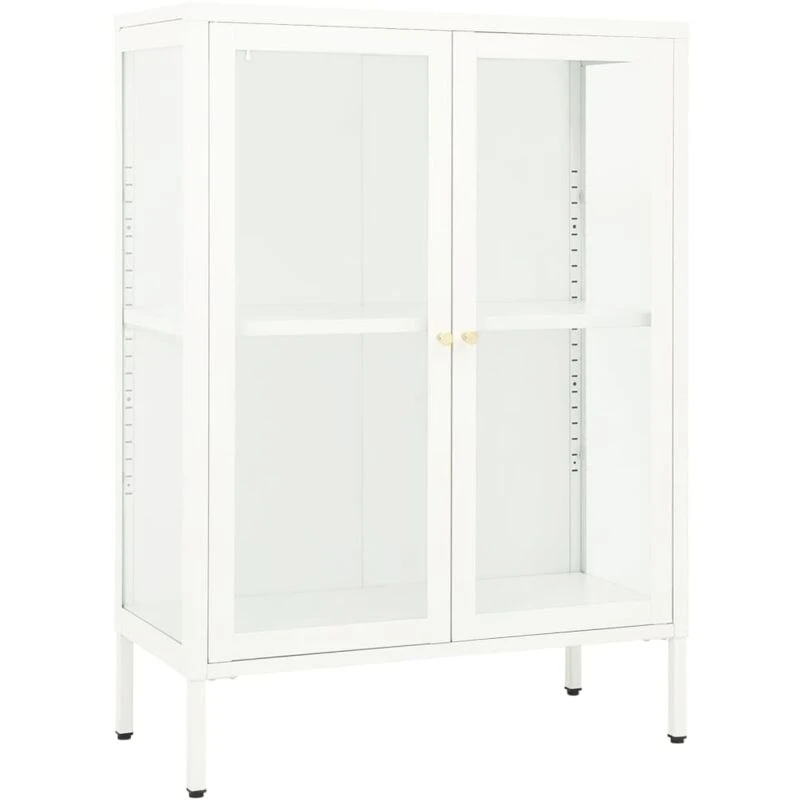 Image of VIDAXL Sideboard White 75x35x105cm Steel and Glass Vidaxl 8720286564363