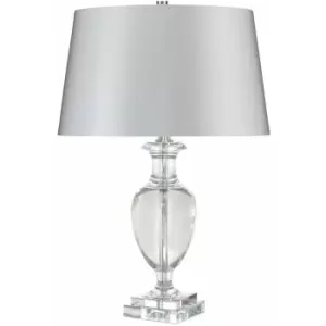 Image of Crystal Glass Table Lamp Silver Shade Polished Nickel Finial Clear LED E27 60W