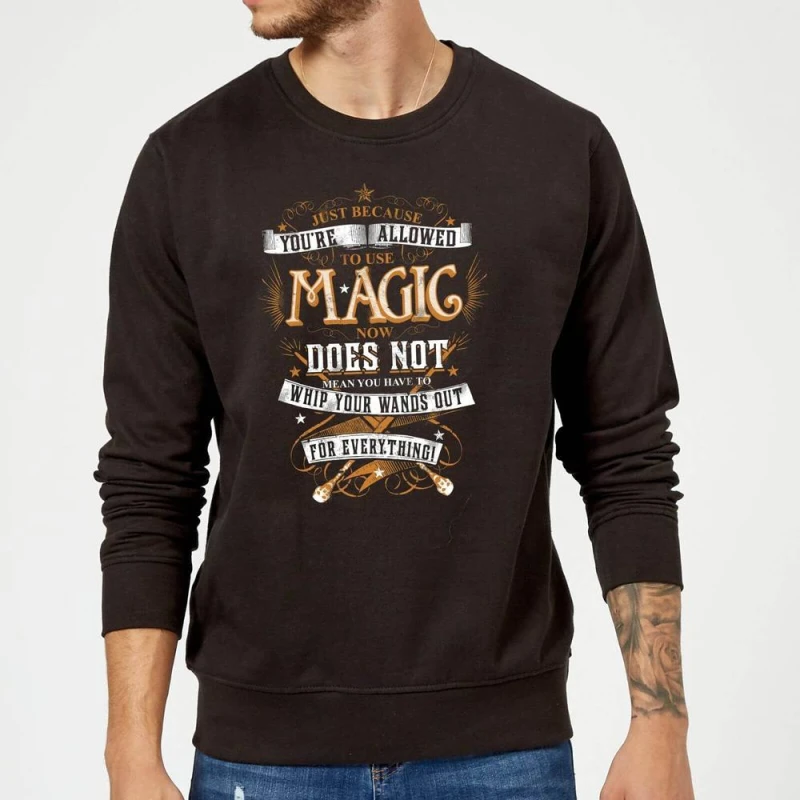 Image of Harry Potter Whip Your Wands Out Sweatshirt - Black - L