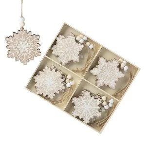 Image of Wooden Snowflake Tree Decorations