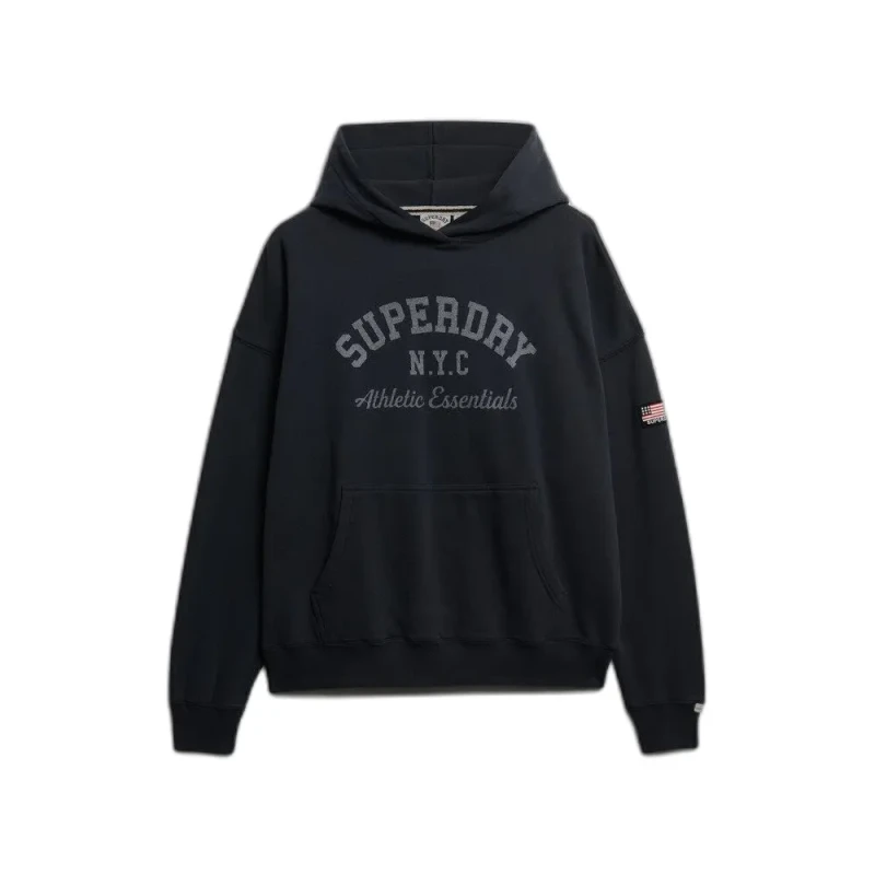 Image of Superdry Athletic Essentials Relaxed Hoodie - Blue Blue WXZG4 Female 8,10,12,14
