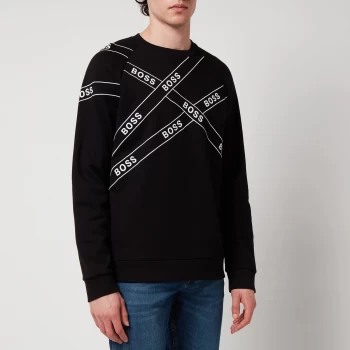 Image of BOSS Casual Mens Wrapped Crewneck Sweatshirt - Black - S