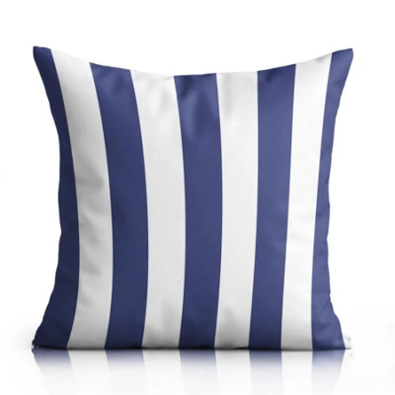 Image of Luxury Living Wide Striped Large Outdoor Water-Repellant Cushion Blue