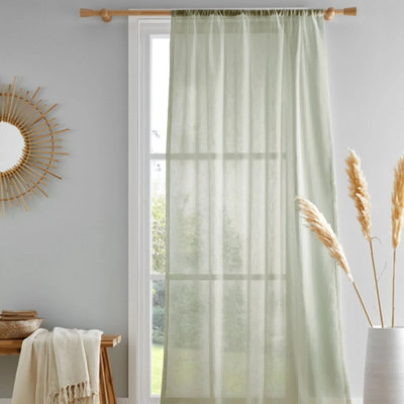 Image of Drift Home 'Kayla' Textured 100% Recycled Polyester Voile Panel Green