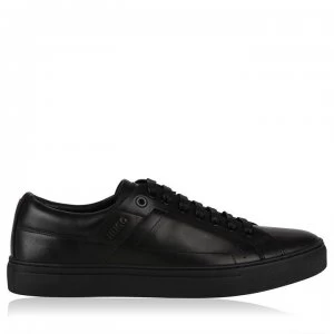 Image of Hugo Boss Leather Logo Trainers Black 002 Men