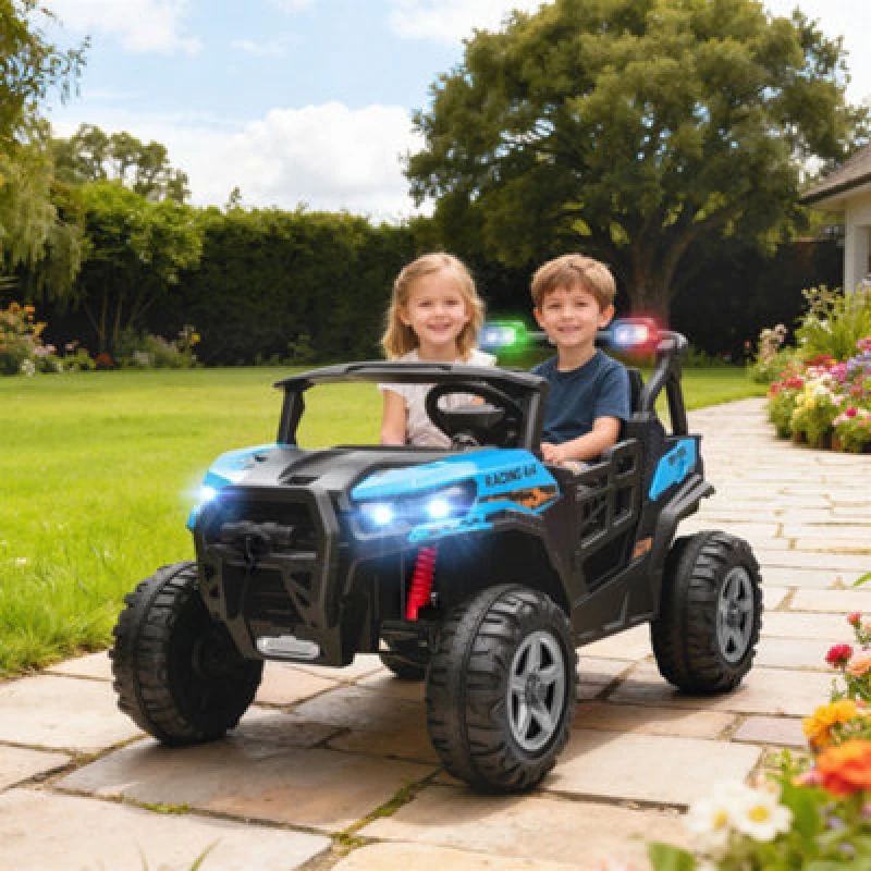 Image of AIYAPLAY 24V Electric Ride on Car, 2-Seater Kids Electric Truck, Blue 370-420V70BU