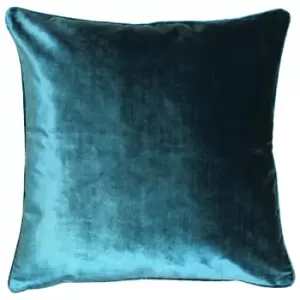 Image of Luxe Velvet Piped Cushion Teal, Teal / 55 x 55cm / Polyester Filled