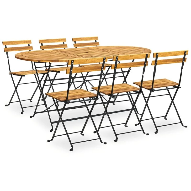 Image of VIDAXL 7 Piece Folding Outdoor Dining Set Solid Acacia Wood Vidaxl 8720286206287