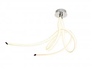 Image of Semi Flush Ceiling Large Ribbons, 60W LED, 3000K, 4500lm, Polished Chrome, Frosted Acrylic