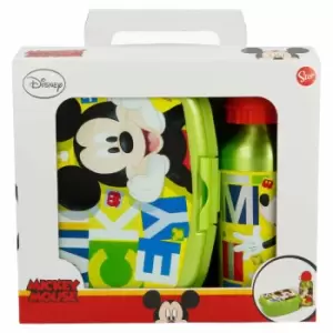 Image of Stor 2 Pcs Urban Back To School Set In Gift Box (aluminium Bottle 400 Ml + Urban Sandwich Box) Mickey Watercolors
