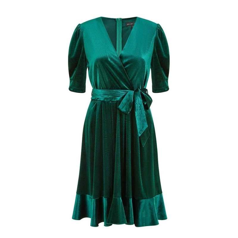 Image of Mela London Mela WrOv Sktr Dress - Green Green 8
